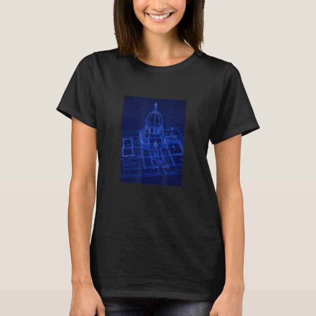 Camiseta Vimana Blueprint Antigo Ast do Templo da Índia (Frente)
