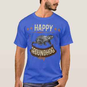Camiseta Vinatage Happy Groundhog Day Engraçado Madeira Chu