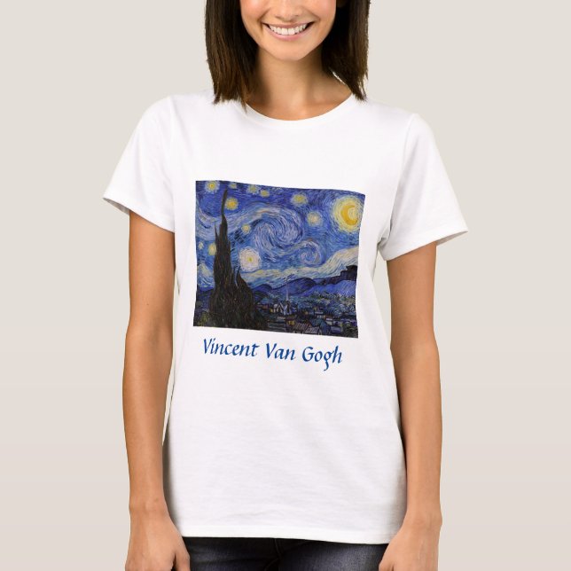 Camiseta Vincent Van Gogh - A noite de Starry (Frente)