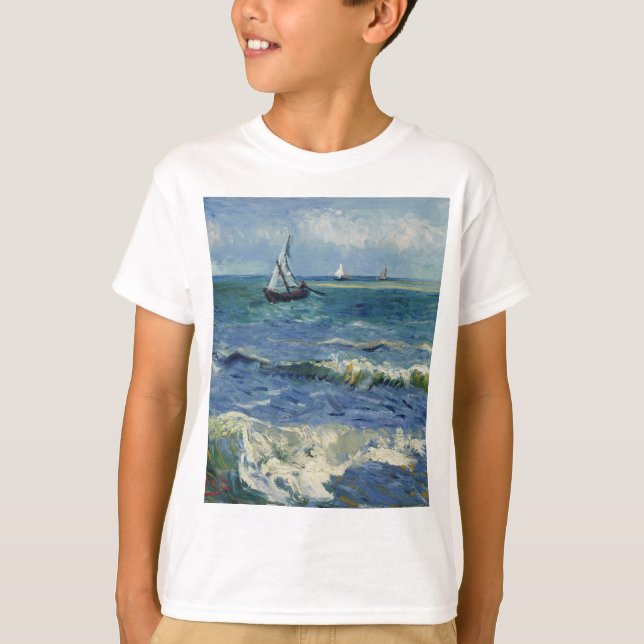 Camiseta Vincent Van Gogh - A paisagem marinha em Saintes-M (Frente)