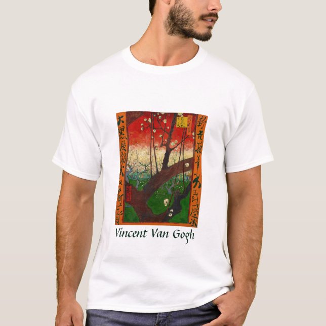 Camiseta Vincent van Gogh - Árvore de ameixa de flores (Frente)