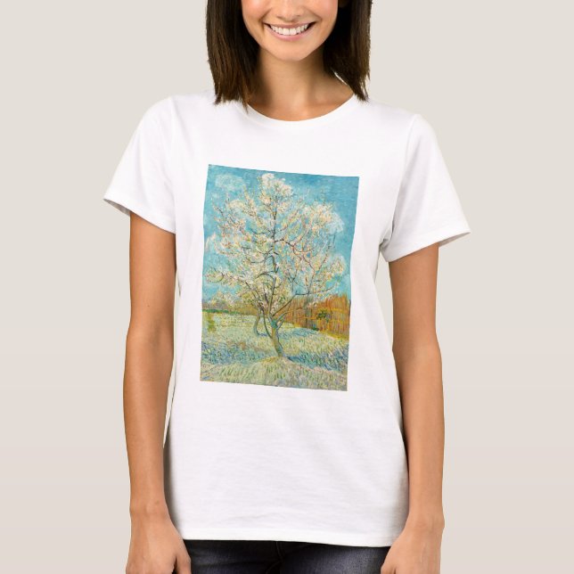 Camiseta Vincent van Gogh - Árvore Pêssega Rosa em Flor (Frente)