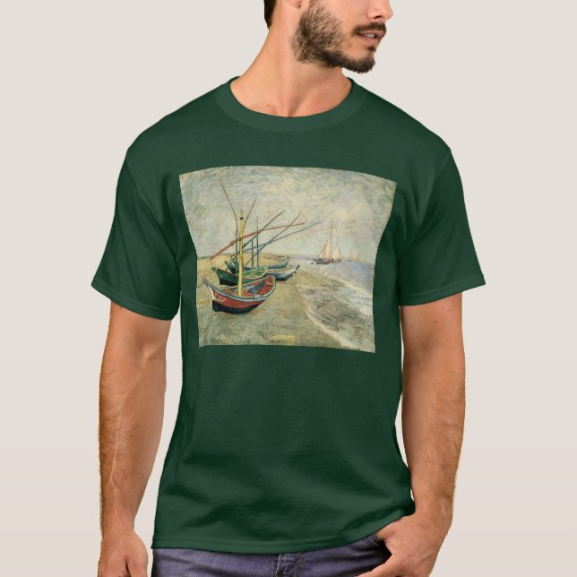 Camiseta Vincent van Gogh - Barcos de Pesca na Praia (Frente)