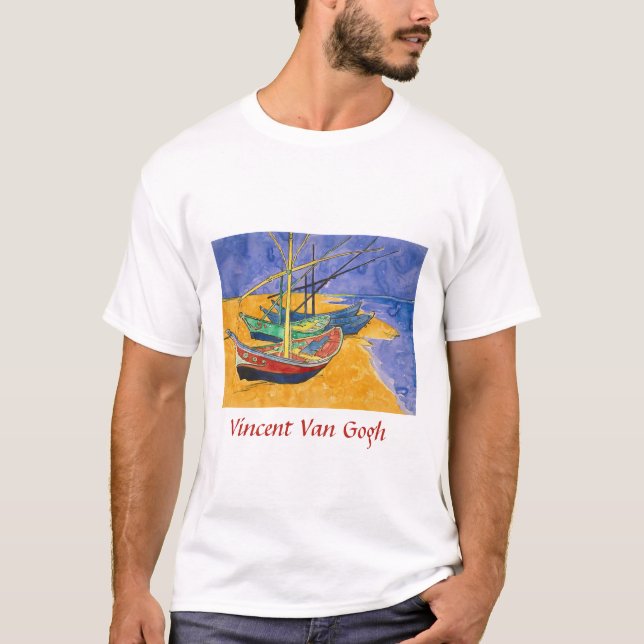 Camiseta Vincent van Gogh - Barcos de Pesca na Praia (Frente)