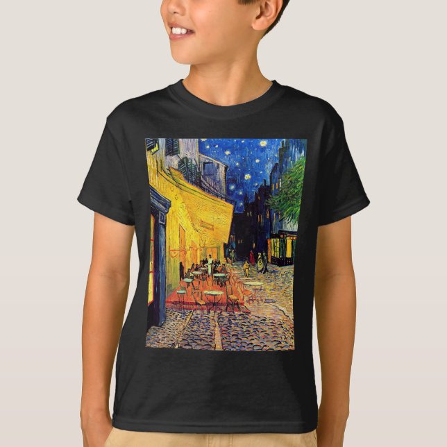Camiseta Vincent Van Gogh - Café Terrace À Noite Bons Art (Frente)