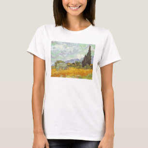 Camiseta Vincent van Gogh - campo de trigo com ciprestes