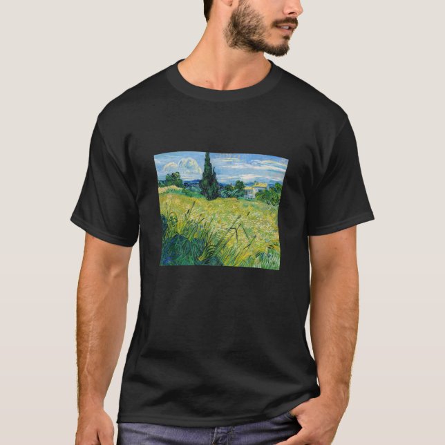 Camiseta Vincent van Gogh - Campo de Trigo Verde com Cypres (Frente)