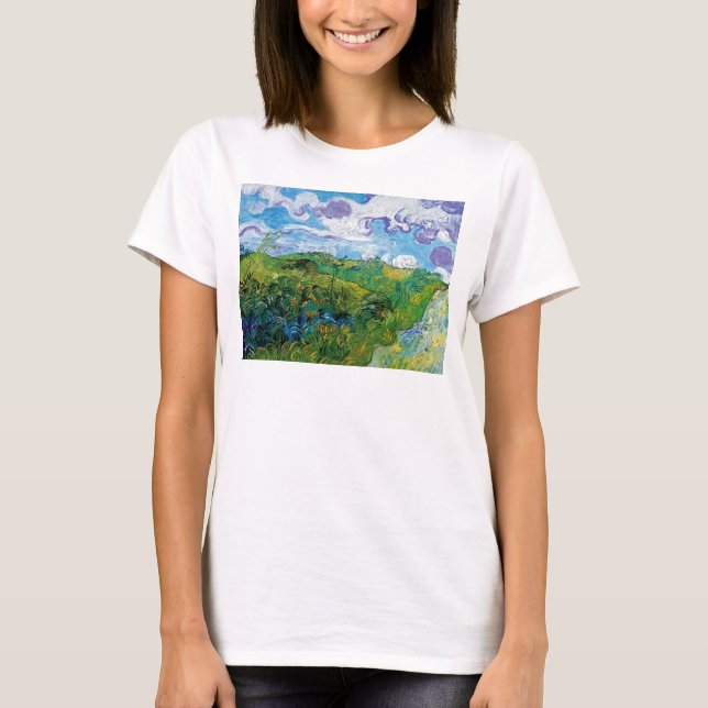 Camiseta Vincent Van Gogh - Campos De Trigo Verde Em Auvers (Frente)