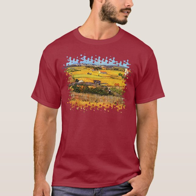 Camiseta Vincent Van Gogh - Colheita em La Crau Fine Art (Frente)