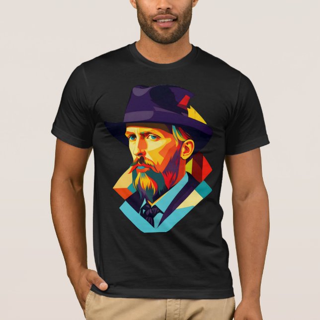 Camiseta Vincent van Gogh com chapéu de palha (Frente)
