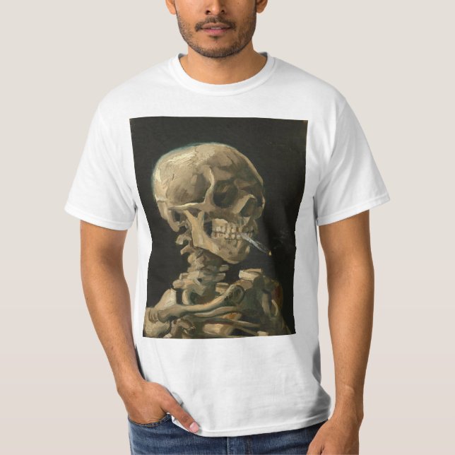 Camiseta Vincent Van Gogh - Crânio com Cigarro Queimado (Frente)