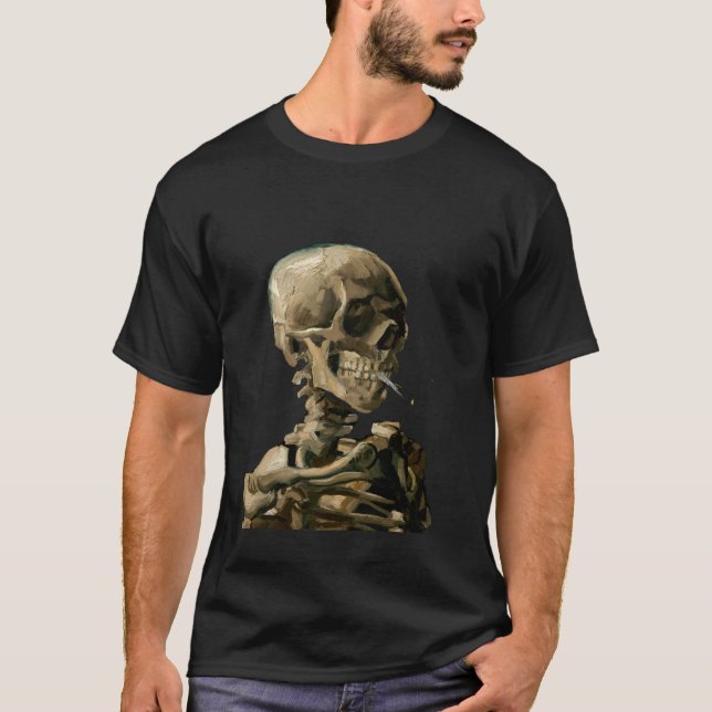 Camiseta Vincent van Gogh - Crânio com cigarro queimado (Frente)