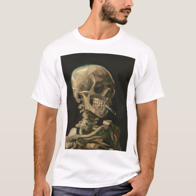 Camiseta Vincent Van Gogh - Crânio com Cigarro Queimado (Frente)