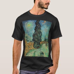 Camiseta Vincent van Gogh - estrada com cipreste e estrela