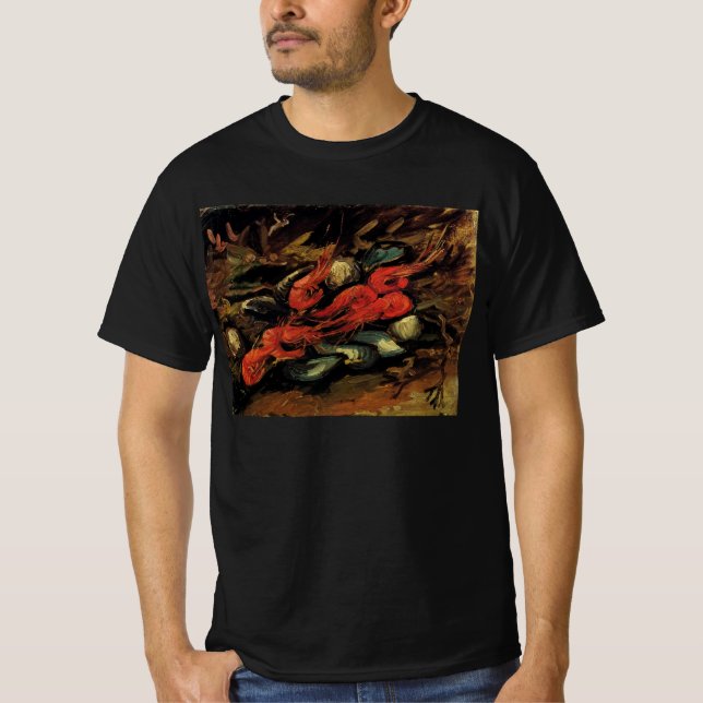 Camiseta Vincent van Gogh - Mexilhões e Camarões Ainda Vivo (Frente)