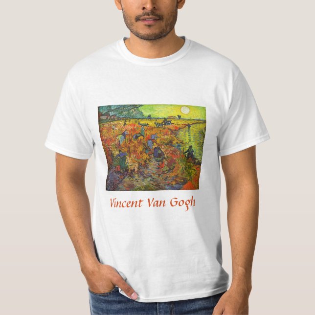 Camiseta Vincent van Gogh - O Vineyard Vermelho (Frente)