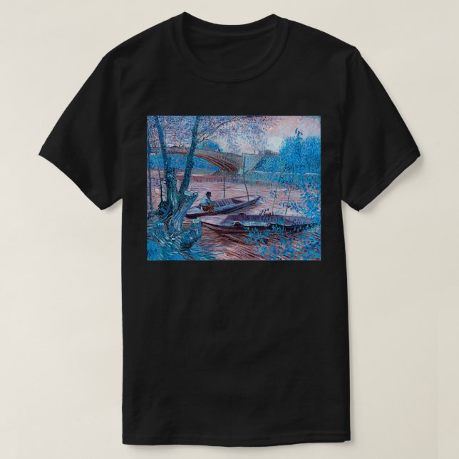 Camiseta Vincent van Gogh, pescando na Primavera Remi Famou (Frente do Design)