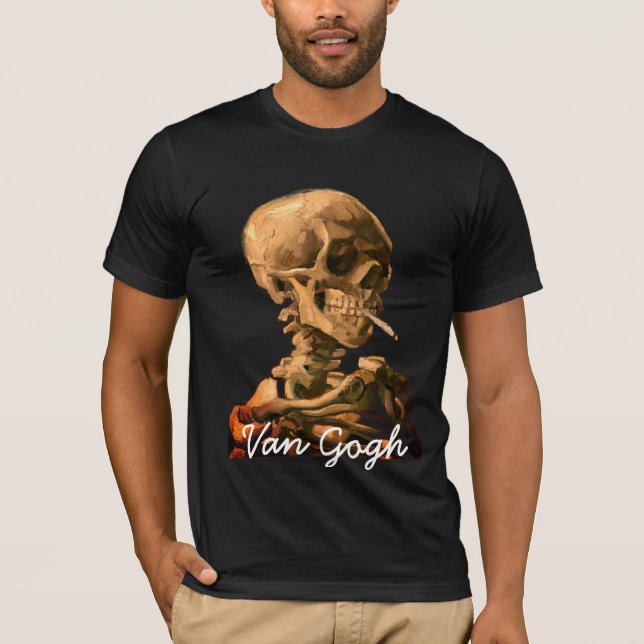 Camiseta Vincent van Gogh que fuma o crânio (Frente)