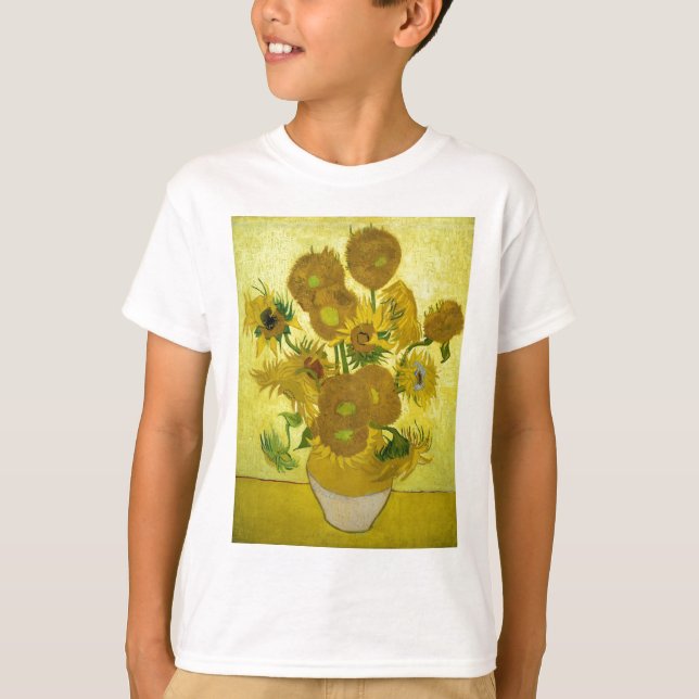 Camiseta Vincent van Gogh quinze girassóis em um vaso (Frente)