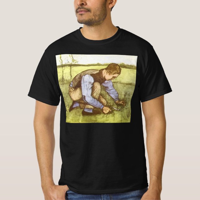Camiseta Vincent van Gogh - Rapaz Cortando Grama com Foice (Frente)