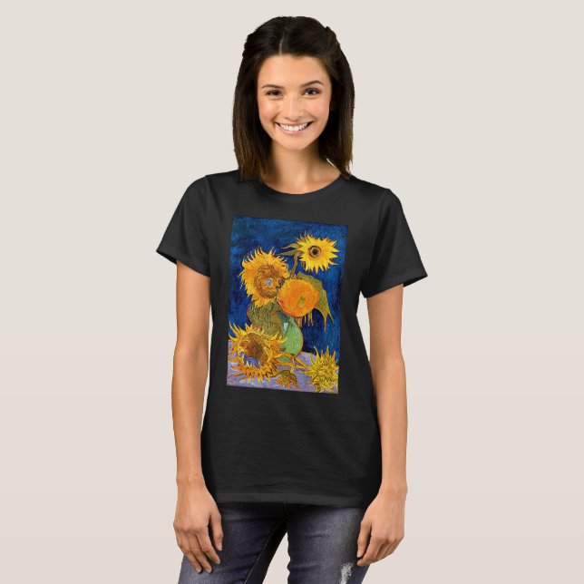 Camiseta Vincent Van Gogh - Seis T-Shirt Girassóis (Frente Completa)