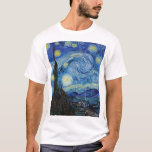 Camiseta Vincent Van Gogh Starry Night Vintage<br><div class="desc">Vincent Van Gogh Starry Night Vintage T-shirt de arte</div>