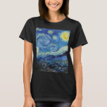 Camiseta Vincent Van Gogh Starry Night Vintage<br><div class="desc">Vincent Van Gogh Starry Night Vintage - Camisa de T-art feminina</div>