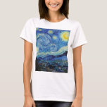 Camiseta Vincent Van Gogh Starry Night Vintage<br><div class="desc">Vincent Van Gogh Starry Night Vintage - Camisa de T-art feminina</div>