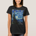 Camiseta Vincent Van Gogh Starry Night Vintage<br><div class="desc">Vincent Van Gogh Starry Night Vintage - Camisa de T-art feminina</div>