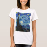 Camiseta Vincent Van Gogh Starry Night Vintage<br><div class="desc">Vincent Van Gogh Starry Night Vintage - Camisa de T-art feminina</div>