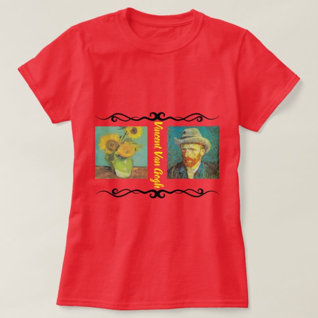Camiseta Vincent Van Gogh - T-shirt feminina dos girassóis (Frente do Design)