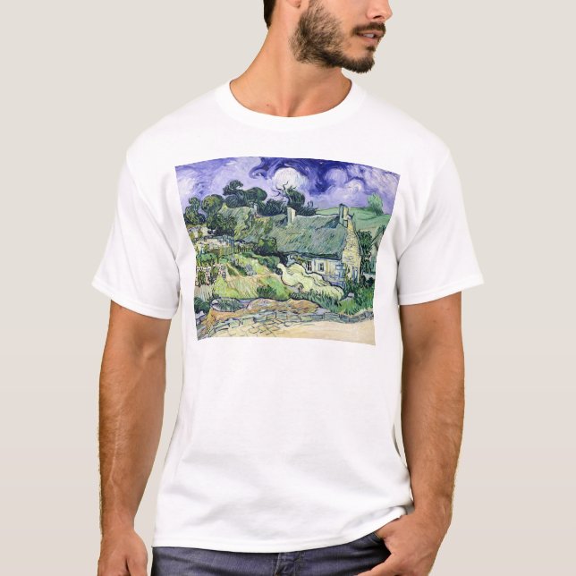Camiseta Vincent van Gogh | Thatched casas de campo em (Frente)