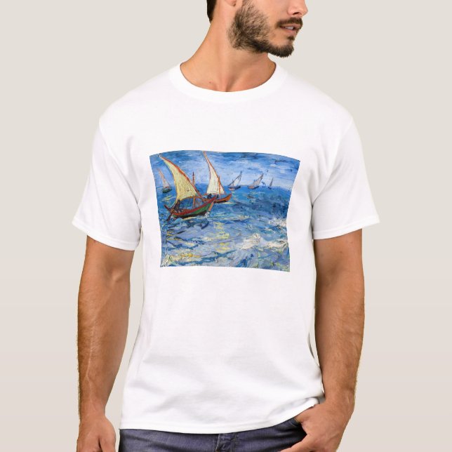 Camiseta Vincent van Gogh - Vista marinha em Saintes-Maries (Frente)