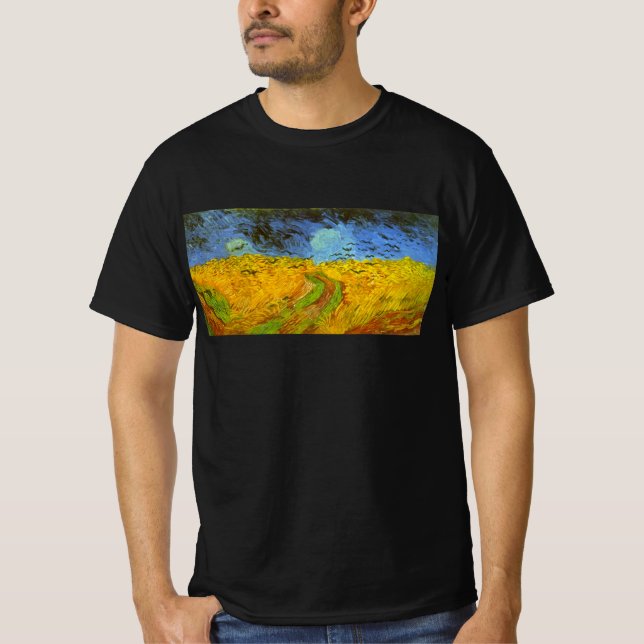 Camiseta Vincent van Gogh Wheat Field com Crows (Frente)