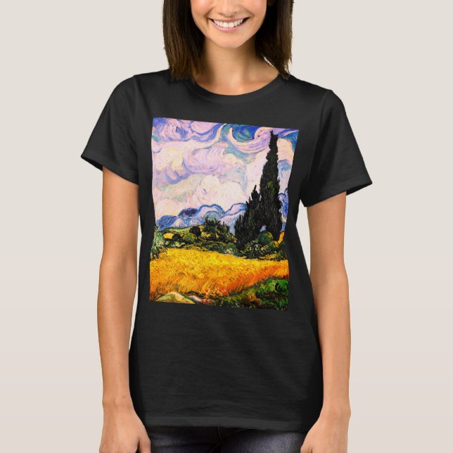 Camiseta Vincent Van Gogh Wheat Field com Cyprestes (Frente)