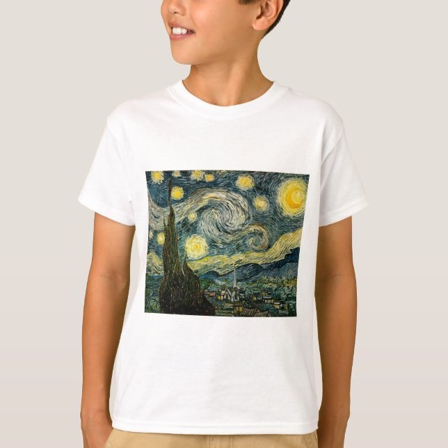 Camiseta Vincent van Gogh's The Starry Night (1889) (Frente)