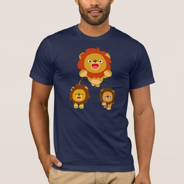 Camiseta "Vindo!" Três Cartoons Bonitos Leões T-Shirt (Frente)