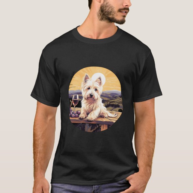 Camiseta Vineyar Cachorro Negro Terrier Wine Funny Dog (Frente)