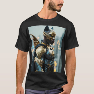Camiseta Vingança do ouro: Homem Bat Africano no Braço Cybe