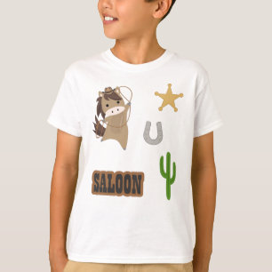 Camiseta Vinheta-adesivo de Pônea de Cavalo de Cowboy Pony