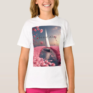 Camiseta vinheta de casamento de marinheiro rosa