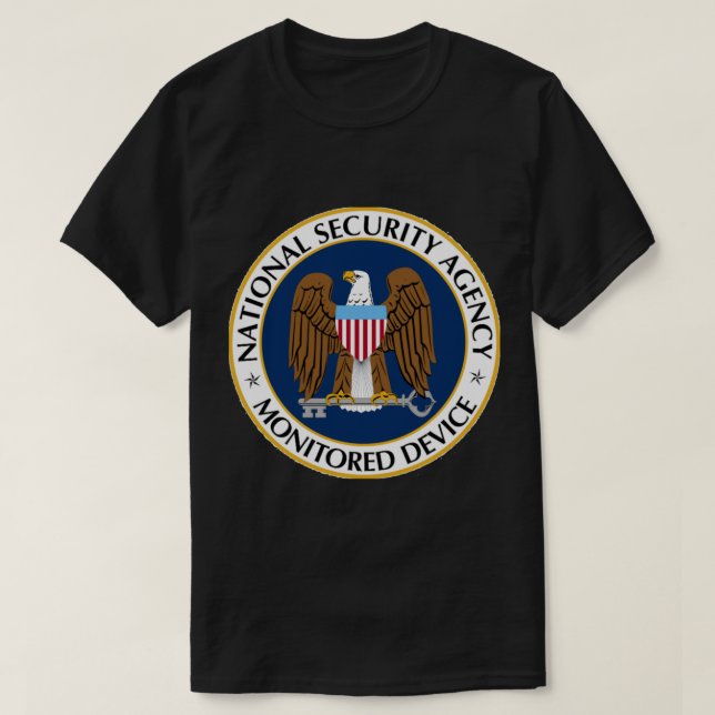 Camiseta Vinheta de dispositivos monitorizados NSA (Frente do Design)