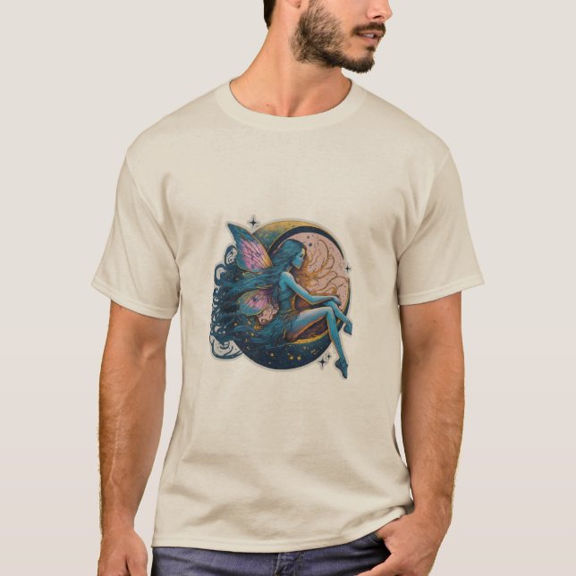 Camiseta Vinheta de Lua de Fada Encantada Desenvolvida T-Sh (Frente)