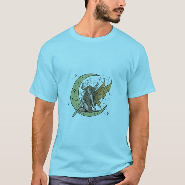 Camiseta Vinheta de Lua de Fada Encantada Estampada T-Shirt (Frente)