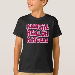 Camiseta Vinheta de Texto Rosa S para Saúde Mental