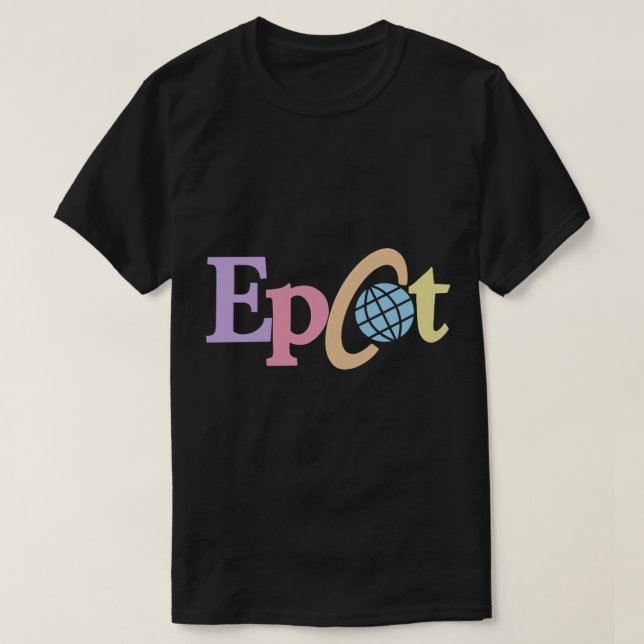 Camiseta Vinheta do logotipo Pastel antigo Epcot (Frente do Design)