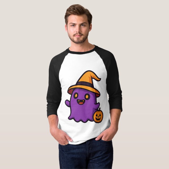 Camiseta Vinheta Fantasma do Dia das Bruxas (Frente Completa)