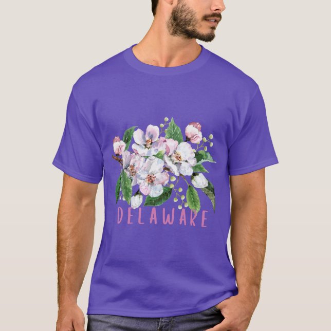 Camiseta Vinheta Flor de Pêssego de Estado Delaware - Sobre (Frente)