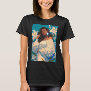 Camiseta Vinheta Negra Floral Bonita E Estética