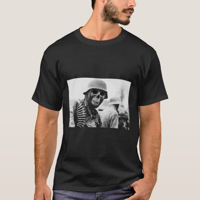 Camiseta Vinheta WW2 Soldier Alemão Crânio (Frente)